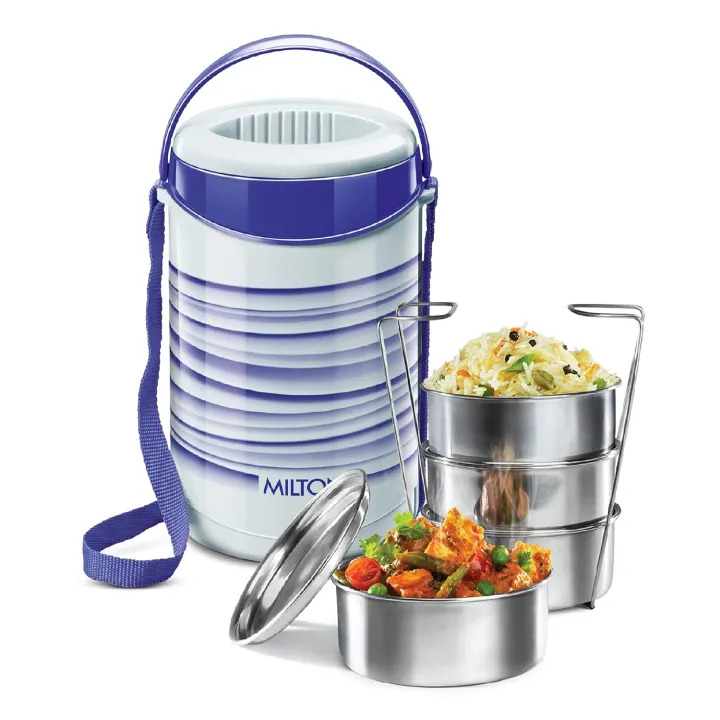 Milton New Econa - 4 Stainless Steel Tiffin Box - Insulated, Hot & Cold Leak Proof 4 Liyar Lunch Box for Office, College, Picnic