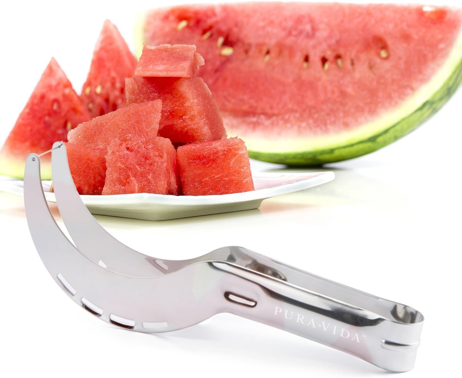 Premium Stainless Steel Watermelon Slicer Cutter – Heavy Duty 304 Steel Fruit Knife, Easy Cubing & Serving Tool