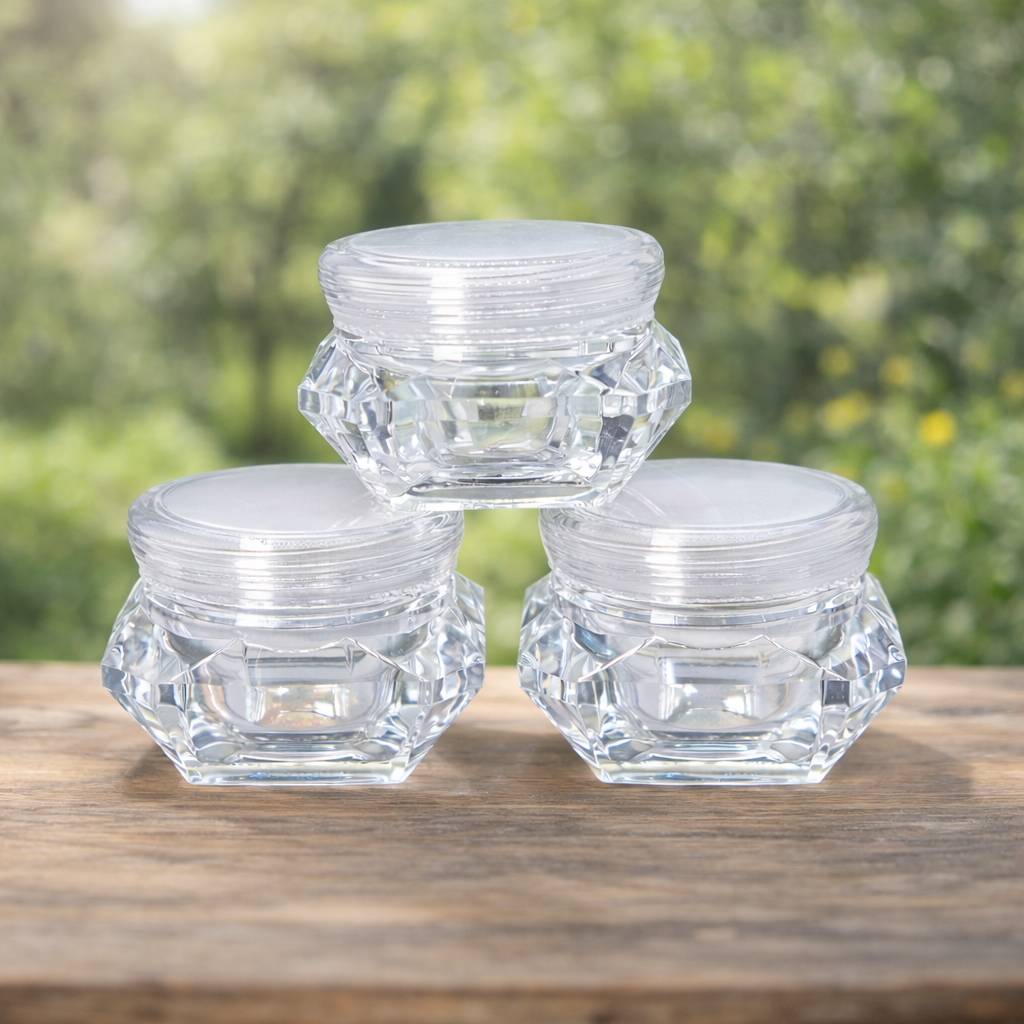 20gm Diamond Shape Clear Acrylic Cosmetic Jar – Refillable Eye Cream & Face Cream Packaging Bottle