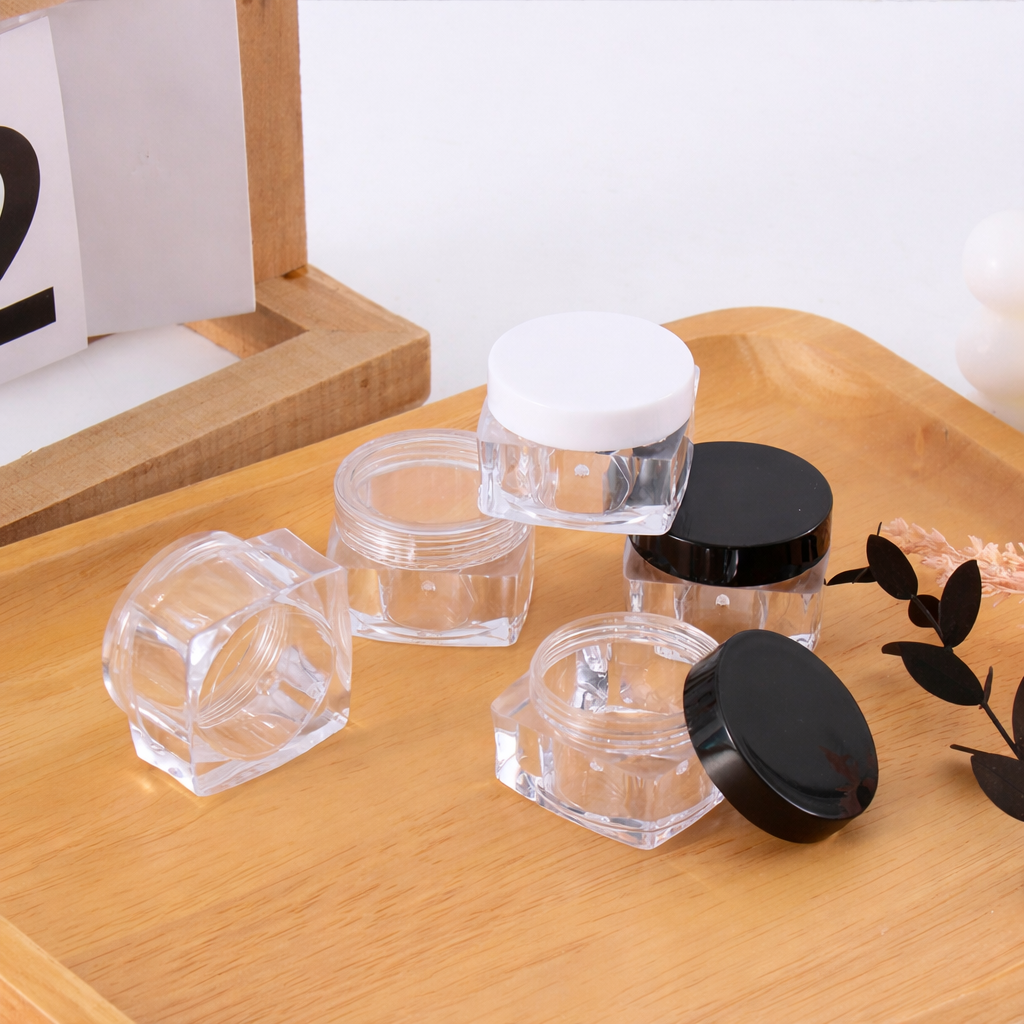 10 Gm Spot Cosmetic Cream Bottle Frosted Plastic Bottle Surface Plating Bottle Cap Square Round Transparent Wide Mouth Jar 12 Pieces Pack