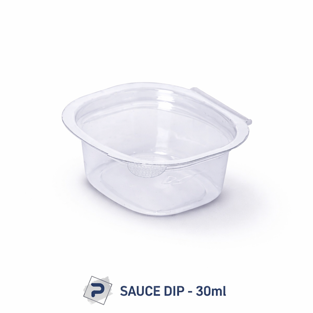 30ml Mini Clear Sauce Dip Container With Hinged Lid – Leak-Resistant Disposable Food Cup 500 pieces pack