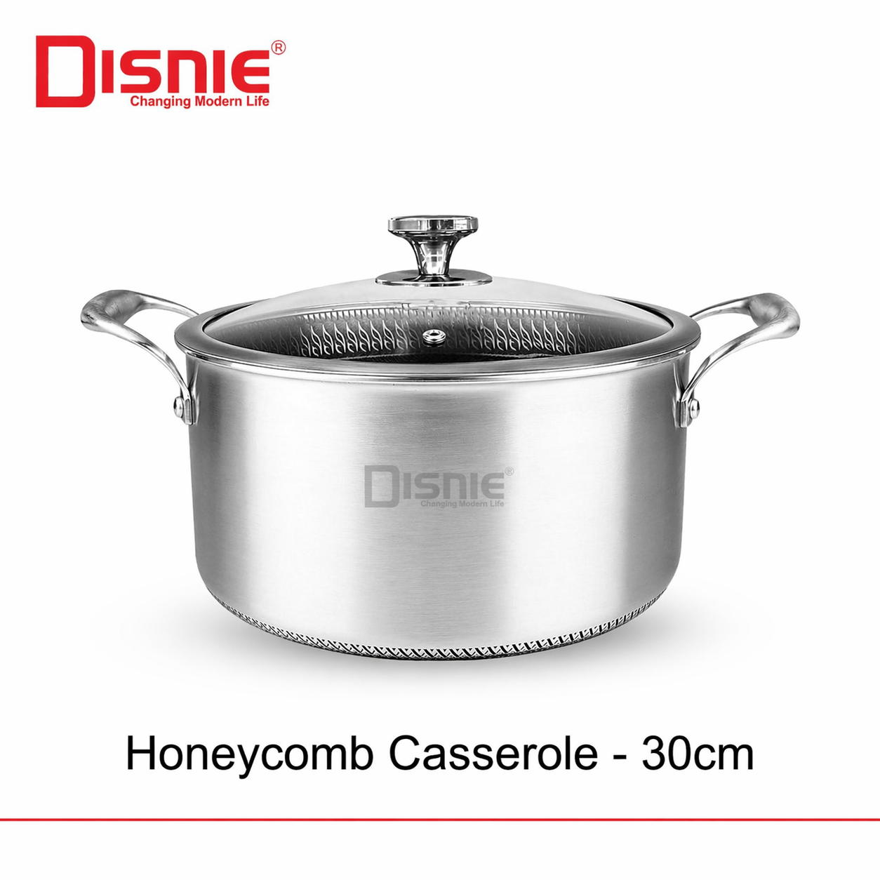 Disnie 30cm Honeycomb Stainless Steel Casserole (SUS 316) with Lid – Triply Cookware, Non-Stick Less Oil, Scratch Resistant Cooking Pot